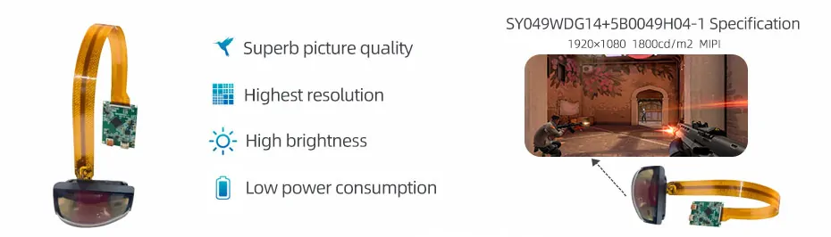 SY049WDG14 0.49 Inch Micro OLED Display 1920×1080 HDMI 1800nits High Brightness OLED Display With Driver Board For EVF AR Red Dot Sight Display Solutions