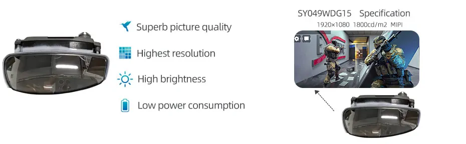 SY049WDG15 0.49 Inch Micro OLED Display 1920×1080 HDMI 1800nits High Brightness OLED Display With Driver Board For EVF AR Red Dot Sight Display Solutions