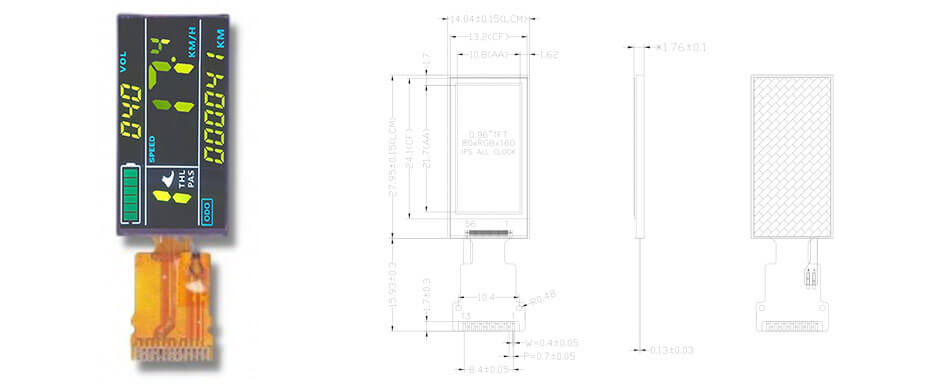 0.96 Inch PMOLED Display 80×160 SPI OLED Display For Healthcare & Medical Display Solution