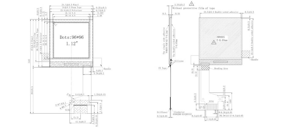 1.12 Inch PMOLED Display 96×96 SPI OLED Display For Healthcare & Medical Display Solution