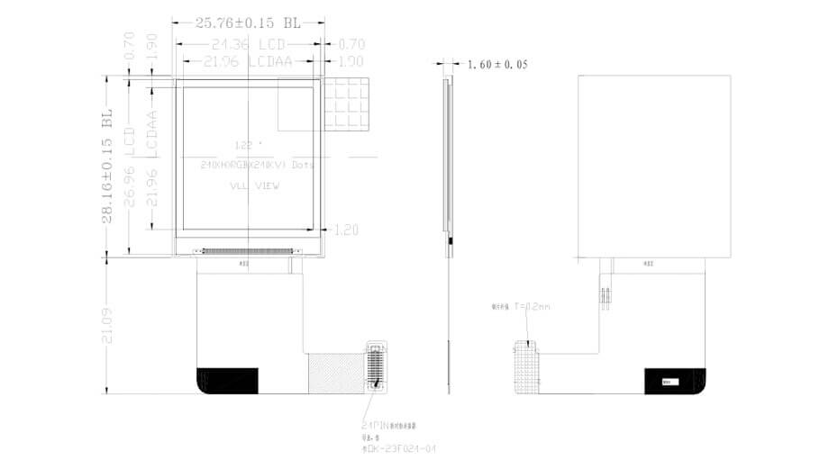 1.22 Inch TFT LCD Display 240×240 SPI LCD Display For Healthcare & Medical Display Solution