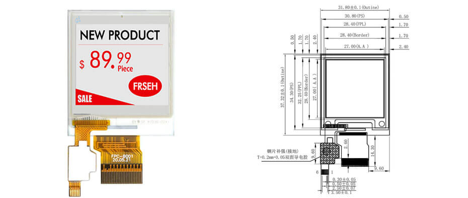 1.54 Inch Monochrome E-Paper Display Module 200×200 SPI E Ink Electronic Paper Display