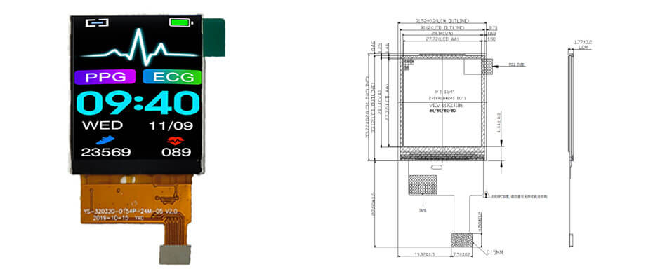 1.54 Inch TFT LCD Display 240×240 SPI LCD Display For Healthcare & Medical Display Solution