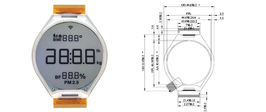 1.69 Inch Round Color E Ink Display 400×400 SPI Ultra-Thin Electronic Paper Display Module