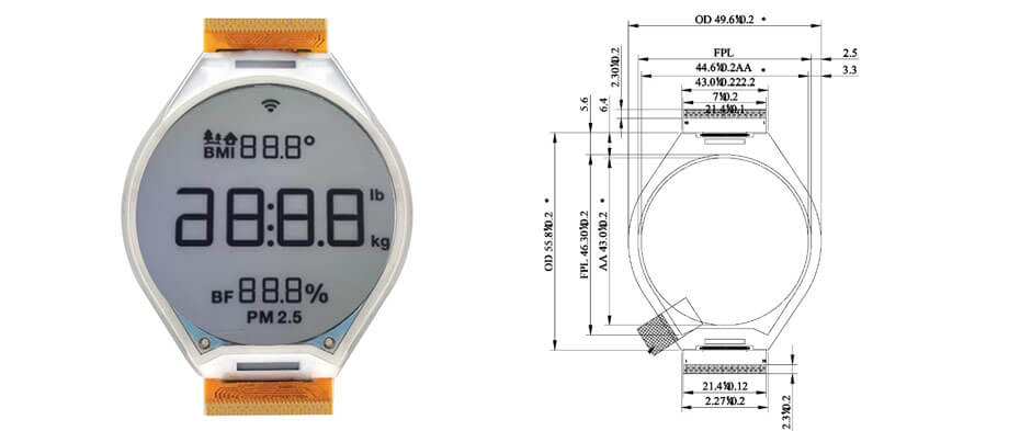 1.69 Inch Round Color E Ink Display 400×400 SPI Ultra-Thin Electronic Paper Display Module
