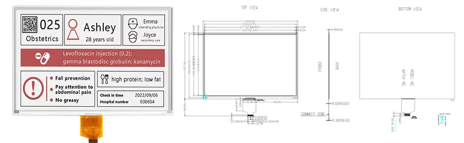 10.2 Inch 4-Color E Ink Display Module 960×640 SPI Electronic Paper Screen