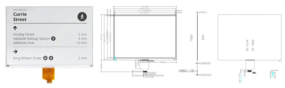 10.2 Inch Large E Ink Display 960×640 SPI Low Power Eye-Friendly Electronic Paper Screen