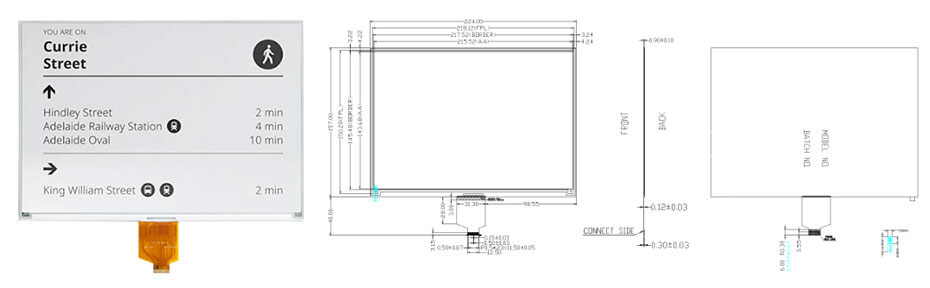 10.2 Inch Large E Ink Display 960×640 SPI Low Power Eye-Friendly Electronic Paper Screen