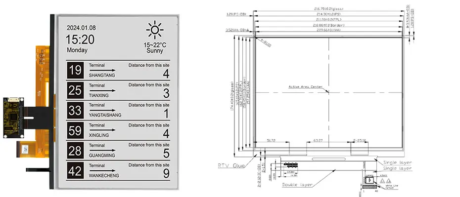10.3 Inch E-Paper Display 1404×1872 SPI Electronic Paper Screen