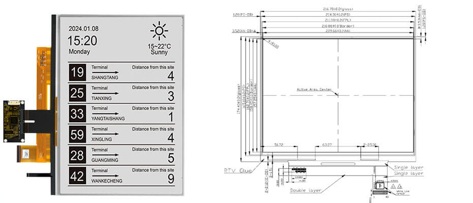 10.3 Inch E-Paper Display 1404×1872 SPI Electronic Paper Screen