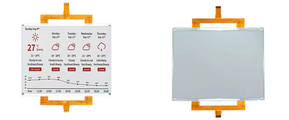 12.48 Inch Four-Color E-Paper Display 1304×984 SPI Black White Red Yellow E-Ink Screen