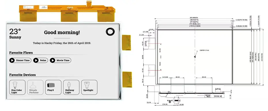 13.3 Inch E-Paper Display Module 1600×1200 SPI Partial Refresh E-Ink Screen