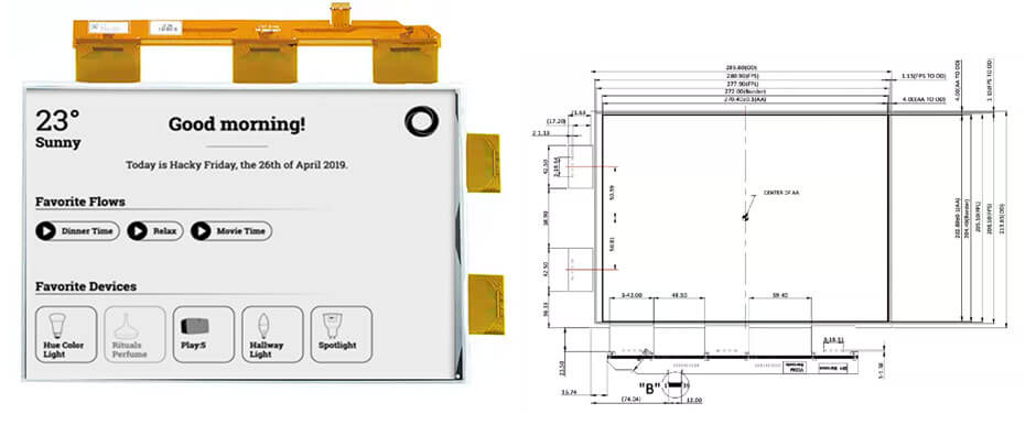 13.3 Inch E-Paper Display Module 1600×1200 SPI Partial Refresh E-Ink Screen