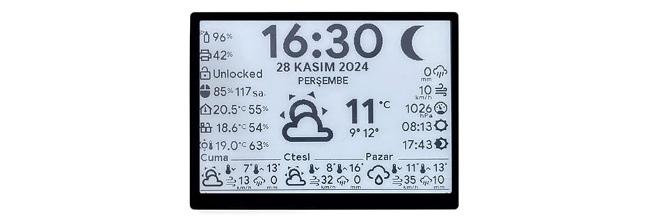 13.3 Inch E-Paper Display WiFi USB 960×680 24-Pin SPI E-Ink Electronic Ink Screen