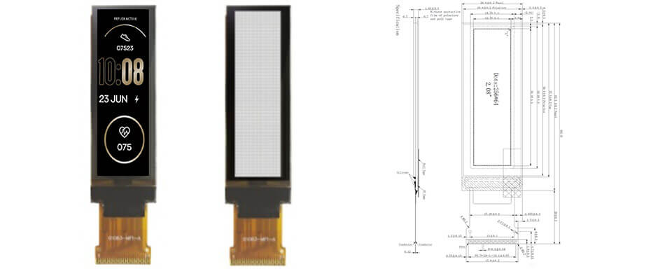 2.1 Inch PMOLED Display 256×64 CPU SPI I2C OLED Display For Healthcare & Medical Display Solution