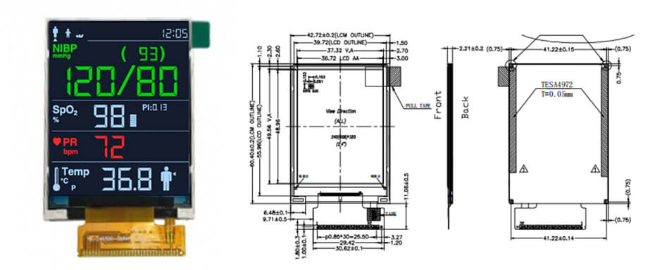 2.4 Inch TFT LCD Display 240×320 TTL LCD Display For Healthcare Medical Display Solution