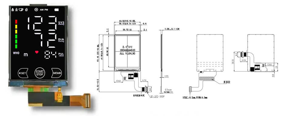 2.4 Inch TFT LCD Display 480×640 MIPI LCD Display For Healthcare Medical Display Solution