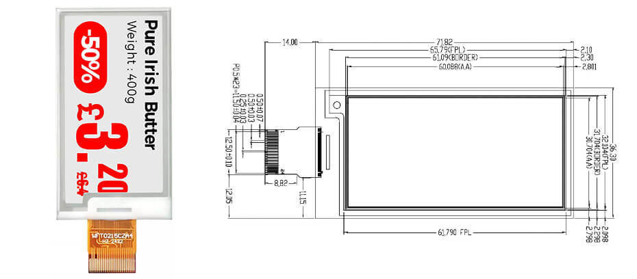 2.66 Inch Wide Temperature E-Ink E-Paper Display 296×152 SPI Electronic Paper Display Module