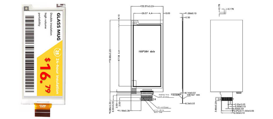 2.9 Inch 4-Color E-Ink E-Paper Display 384×168 SPI Electronic Paper Display Module