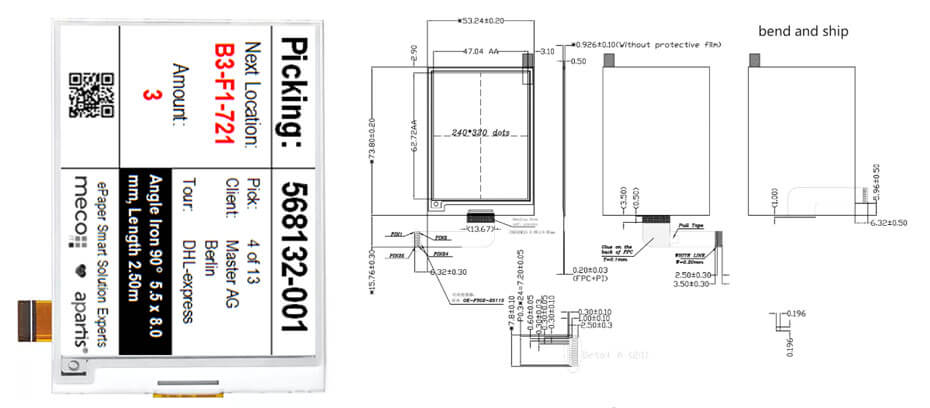 3.1 Inch E Ink Display 320×240 UC8253 SPI Low-Power Electronic Paper Display