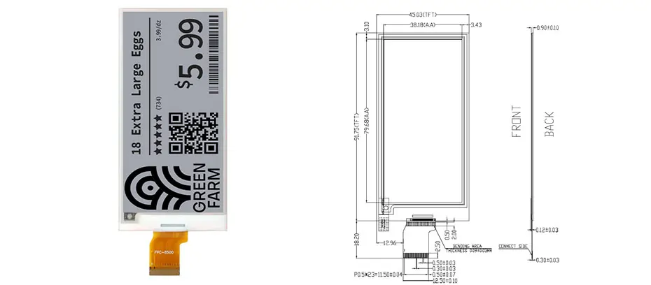 3.5 Inch Monochrome E Ink Display 384×184 SPI Low Power Black & White Electronic Paper Screen