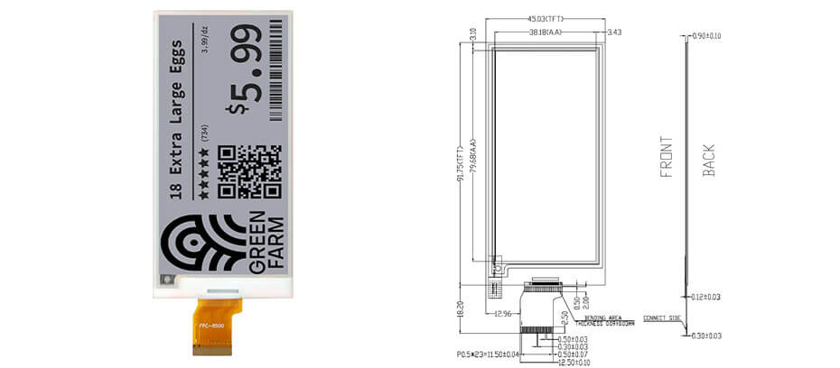 3.5 Inch Monochrome E Ink Display 384×184 SPI Low Power Black & White Electronic Paper Screen