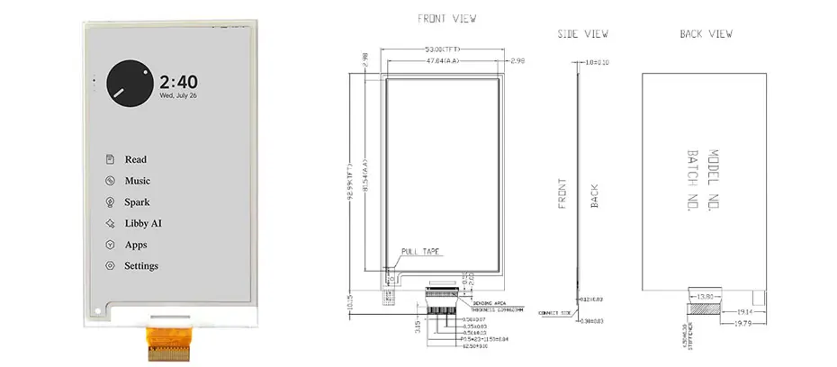 3.7 Inch 4-Color E Ink Display 416×240 SPI Black White Yellow Red Electronic Paper Screen