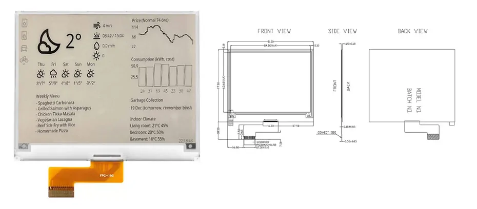 4.2 Inch E Ink Display 400×300 SPI Wide Temperature Low Temperature E-Paper Screen