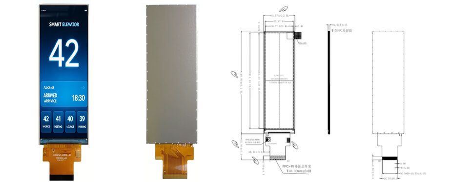 4.58 Inch Stretched LCD Display IPS 320×960 RGB Bar Display with HDMI Driver Board