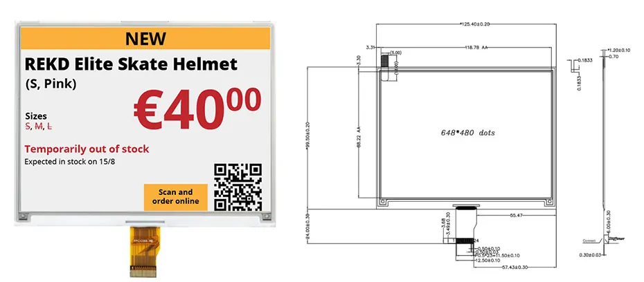 5.83 Inch Color E-Ink E-Paper Display Fast-Refresh 648×480 SPI Electronic Paper Screen
