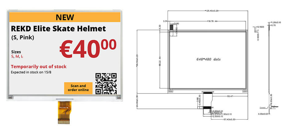 5.83 Inch Color E-Ink E-Paper Display Fast-Refresh 648×480 SPI Electronic Paper Screen