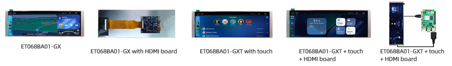 6.86 Inch Stretched LCD Display 480×1280 MIPI Bar Display with Touch & HDMI Driver Board