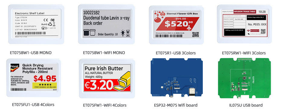 7.5 Inch Black White Red Yellow E-Paper Display 800×480 USB Low-Power Electronic Ink Display Module