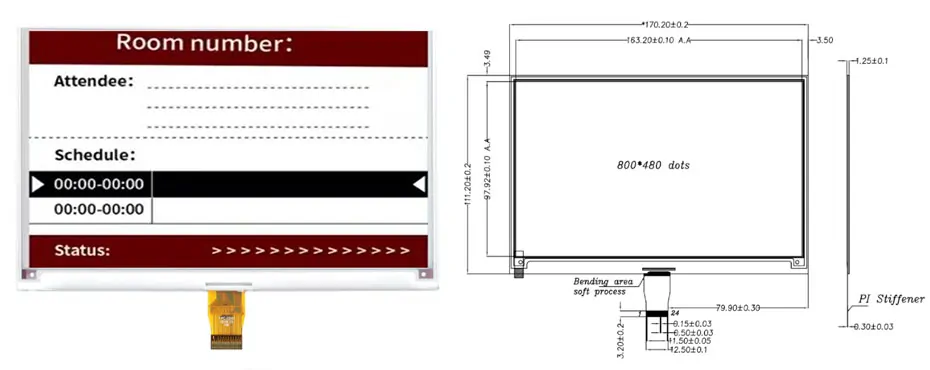 7.5 Inch Tri-Color E Ink Display 800×480 SPI Black White Red E-Paper Screen