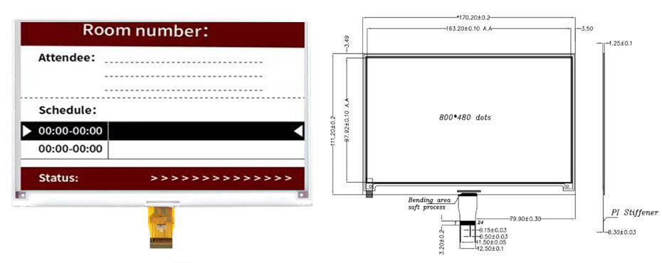 7.5 Inch Tri-Color E Ink Display 800×480 SPI Black White Red E-Paper Screen