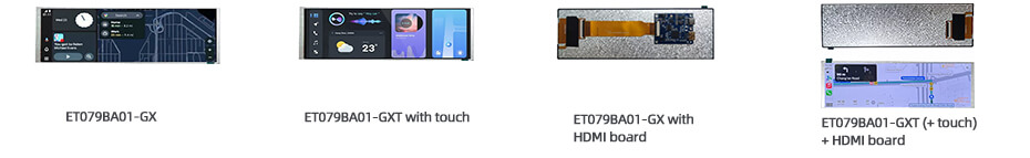 7.84 Inch IPS Touchscreen LCD Bar Display 400×1280 with HDMI Driver Board for Raspberry Pi