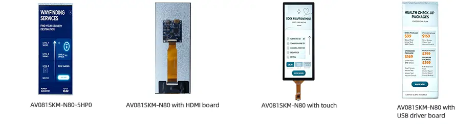 8.1 Inch Stretched LCD Display 600×1600 MIPI Bar Display with Touch & HDMI Driver Board