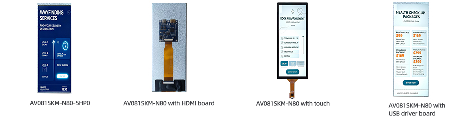 8.1 Inch Stretched LCD Display 600×1600 MIPI Bar Display with Touch & HDMI Driver Board