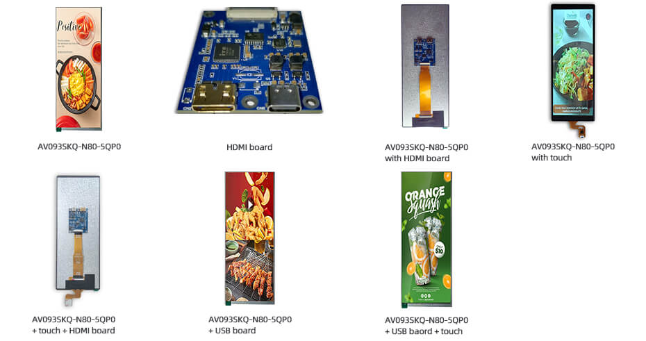 9.3 Inch Stretched LCD Display IPS 600×1600 40-Pin MIPI Bar Display with Touch & HDMI Driver Board