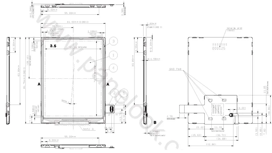 COM35H3R29ULC Ortustech 3.5 Inch Blanview Display High Brightness 480×640 MIPI TFT LCD Display