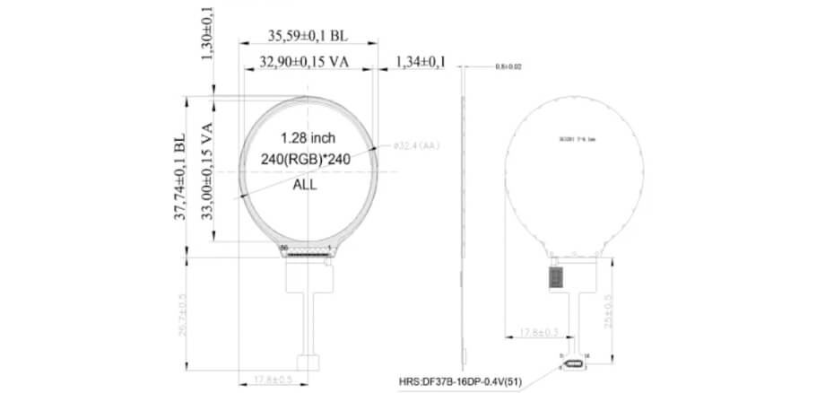 1.28 Inch Round Display 240×240 SPI IPS Circular Display with Capacitive Touch & Driver Board