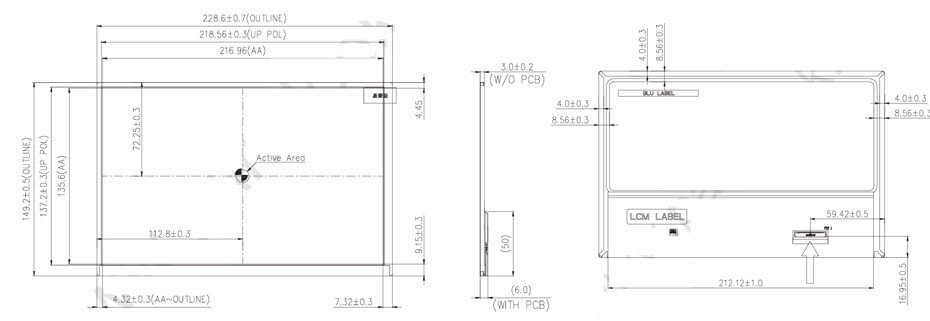 10.1 Inch TFT LCD Display 800×1280 MIPI High Brightness LCD Display With Capacitive Touch For Healthcare Medical Display Solution