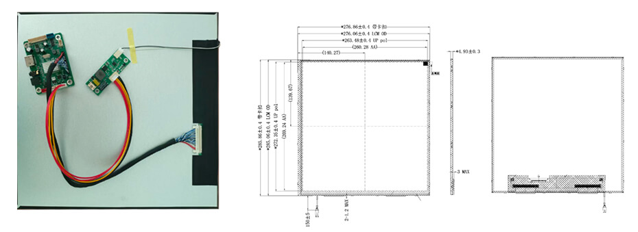14.7 Inch Square Display 1080×1080 High Brightness 900nits 30-Pin LVDS Display with HDMI Driver Board