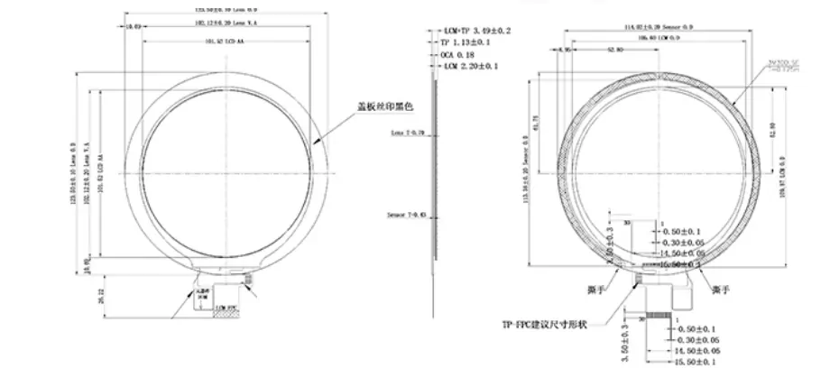 4 Inch Round Display 720×720 MIPI IPS Circular Display with Capacitive Touch & HDMI Driver Board