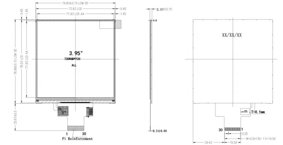 4 Inch Square Display 720×720 MIPI IPS LCD Screen with Optional Touchscreen & HDMIUSB Driver Board