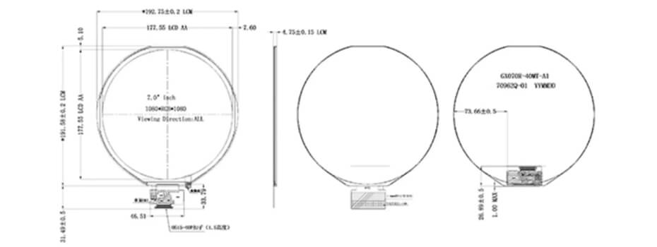 7 Inch Round LCD Display 1080×1080 40-Pin MIPI 1000 nits High Brightness Circular Screen with Android Board