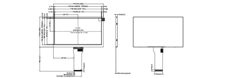 7 Inch TFT LCD Display 800×480 TTL High Brightness LCD Display For Healthcare Medical Display Solution