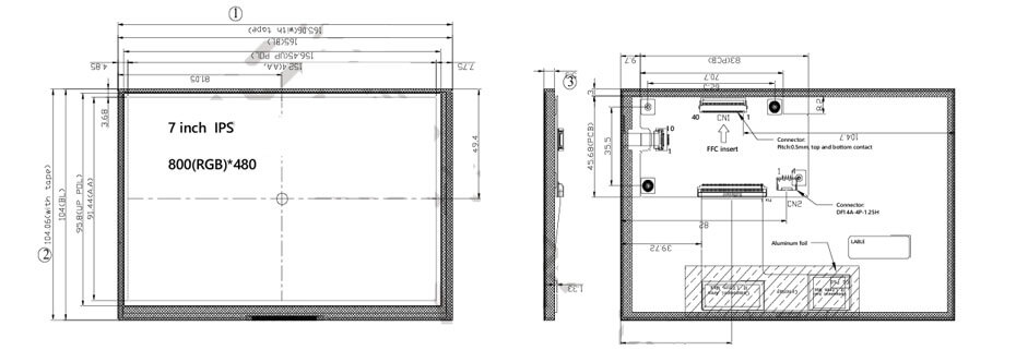 7 Inch TFT LCD Display 800×480 TTL High Brightness LCD Display With Capacitive Touch For Healthcare Medical Display Solution