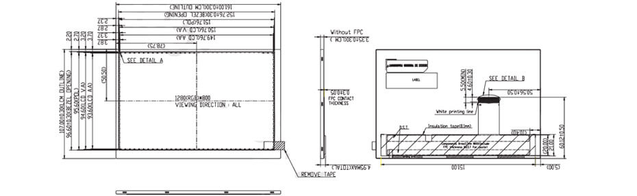 P0700WXF1ME00 7 Inch TFT LCD Display 1280×800 LVDS LCD Display For Healthcare Medical Display Solution