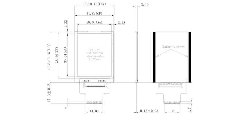 1.77 Inch TFT LCD Display 128×160 SPI LCD Display for Measuring Rangefinder Display Solution